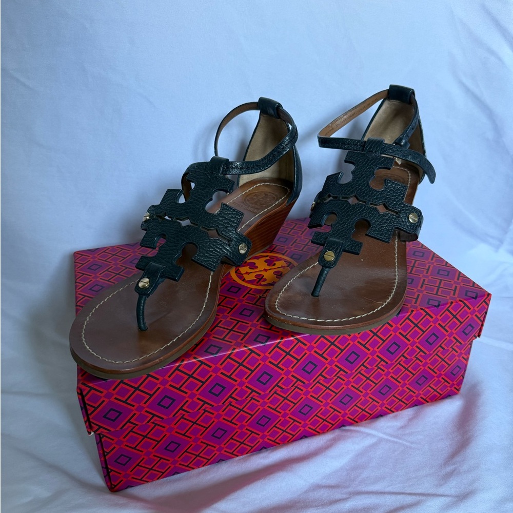 Tory Burch Black Leather Sandals